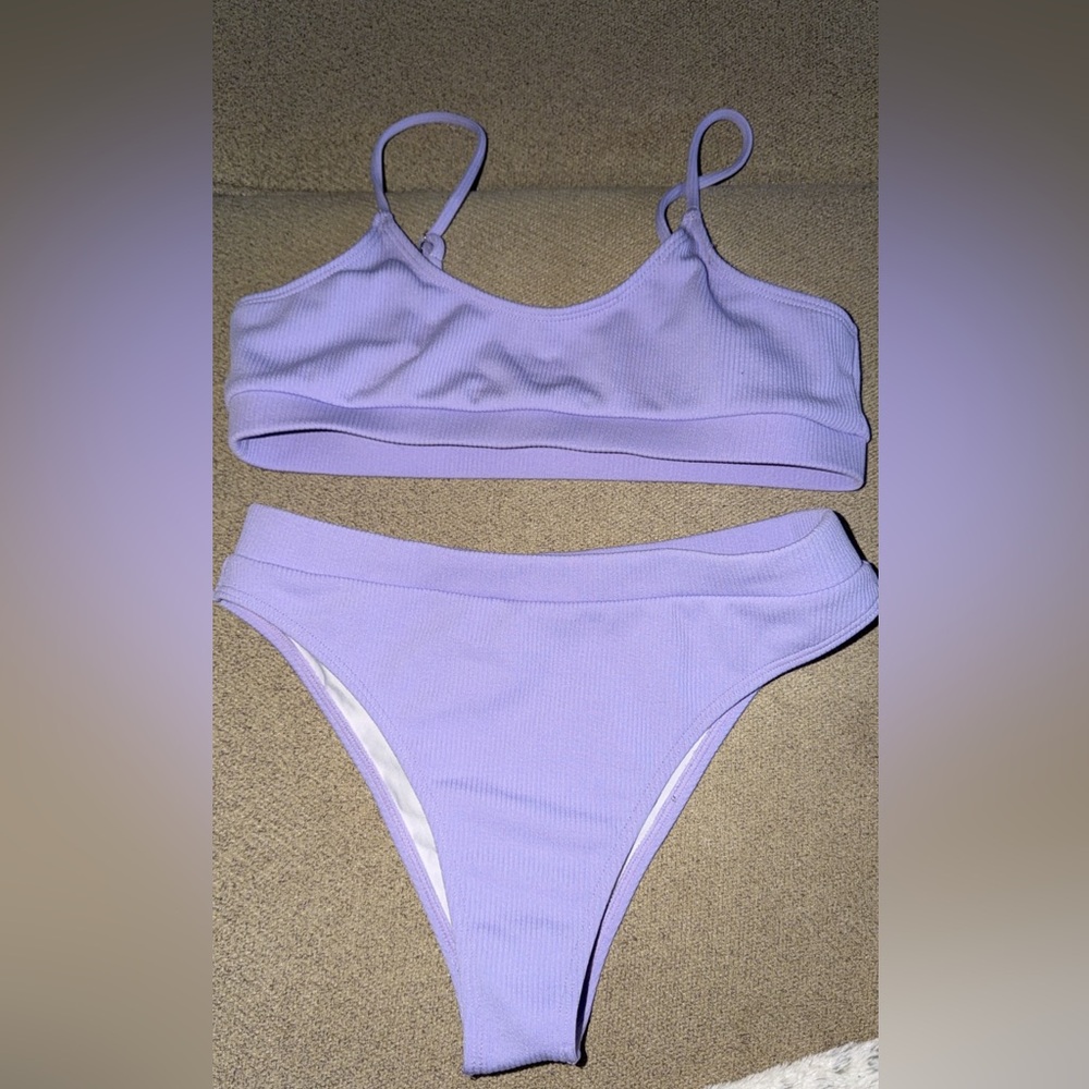 Lilac Ribbed Bikini Set - Women Swim